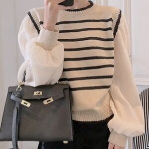 Chic Contrast striped Long Sleeves Sweater Top